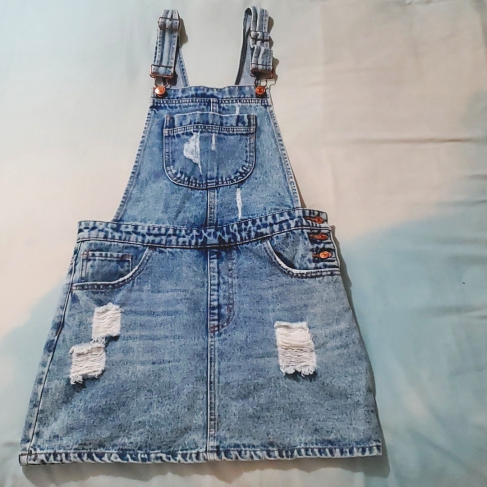 Denim jean overalls dress skirt